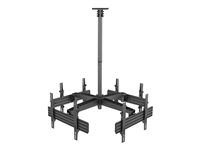 Multibrackets M Ceiling Mount Pro MBC4U - Monteringssett (takplate, takplatedeksel, 4 skinner, 8 tippearmer, 4 koblestenger, 4 støtteskinner, firkantet kontakt, 4 kobleplater, 4 forlengelsesrør (80 cm)) - for 4 LCD-skjermer - aluminium, stål - svart - skjermstørrelse: 40"-65" - takmonterbar 7350073733538
