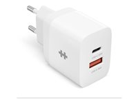 HyperJuice - Strømadapter - 20 watt - PD - 2 utgangskontakter (USB, 24 pin USB-C) - hvit - Europa HJ205EU