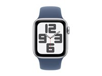 Apple Watch SE (GPS + Cellular) - 2. generasjon - 40 mm - sølvaluminium - smartklokke med sportsbånd - fluorelastomer - denim - båndbredde: S/M - 32 GB - LTE, Wi-Fi 4, Bluetooth - 4G - 27.8 g MXGF3QN/A