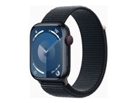 Apple Watch Series 9 (GPS + Cellular) - 45 mm - midnattsaluminium - smartklokke med sportssløyfe - myk dobbeltlagsnylon - midnatt - 64 GB - Wi-Fi, Bluetooth, UWB, LTE - 4G - 39 g MRMF3DH/A