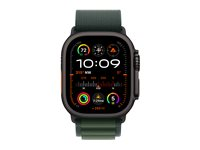 Apple Watch Ultra 2 - 49 mm - svart titan - smartklokke med Alpine Loop - tekstil - mørkegrønn - båndbredde: L - 64 GB - LTE, Wi-Fi 4, UWB, Bluetooth - 4G - 61.8 g MX4T3DH/A