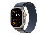 Apple Watch Ultra 2 - 49 mm - titan - smartklokke med Alpine Loop - tekstil - blå - båndbredde: S - 64 GB - LTE, Wi-Fi, Bluetooth, UWB - 4G - 61.4 g MREK3DH/A