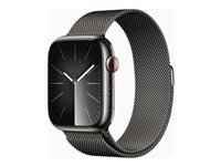 Apple Watch Series 9 (GPS + Cellular) - 45 mm - rustfritt grafittstål - smartklokke med fint strikket løkke - 64 GB - Wi-Fi, Bluetooth, UWB, LTE - 4G - 51.5 g MRMX3DH/A