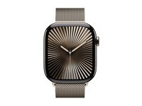Apple Watch Series 10 (GPS + Cellular) - 46 mm - naturlig titan - smartklokke med fint strikket løkke - nett av rustfritt stål - naturlig - båndbredde: M/L - 64 GB - LTE, Wi-Fi 4, UWB, Bluetooth - 4G - 41.7 g MWYC3QN/A