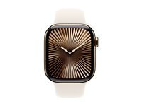 Apple Watch Series 10 (GPS + Cellular) - 42 mm - gull titan - smartklokke med sportsbånd - fluorelastomer - stjernelys - båndbredde: M/L - 64 GB - LTE, Wi-Fi 4, UWB, Bluetooth - 4G - 34.4 g MX073QN/A