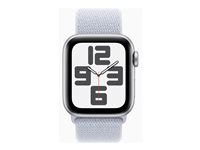 Apple Watch SE (GPS) - 2. generasjon - 40 mm - sølvaluminium - smartklokke med sportssløyfe - myk dobbeltlagsnylon - blå sky - håndleddstørrelse: 130-200 mm - 32 GB - Wi-Fi 4, Bluetooth - 26.4 g MXEE3QN/A