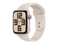 Apple Watch SE (GPS + Cellular) - 2. generasjon - 44 mm - stjernelysaluminium - smartklokke med sportsbånd - fluorelastomer - stjernelys - båndbredde: M/L - 32 GB - LTE, Wi-Fi, Bluetooth - 4G - 33 g MRGX3DH/A