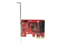 StarTech.com SATA PCIe Card, 4 Port PCIe SATA Expansion card, 6Gbps SATA Card, Low/Full Profile, SATA Stacked Connectors, ASM1164 Non-Raid SATA Controller Card - PCI Express to SATA Converter - Diskkontroller - SATA 6Gb/s - lav profil - PCIe 3.0 x2 - rød 4P6G-PCIE-SATA-CARD