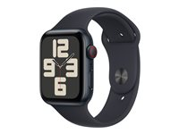 Apple Watch SE (GPS + Cellular) - 2. generasjon - 44 mm - midnattsaluminium - smartklokke med sportsbånd - fluorelastomer - midnatt - båndbredde: M/L - 32 GB - LTE, Wi-Fi, Bluetooth - 4G - 33 g MRH83DH/A