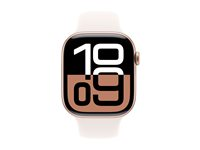 Apple Watch Series 10 (GPS + Cellular) - 46 mm - rosegull aluminium - smartklokke med sportsbånd - fluorelastomer - lett rouge - båndbredde: S/M - 64 GB - LTE, Wi-Fi 4, UWB, Bluetooth - 4G - 35.3 g MWY63QN/A