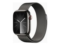 Apple Watch Series 9 (GPS + Cellular) - 41 mm - rustfritt grafittstål - smartklokke med fint strikket løkke - 64 GB - Wi-Fi, Bluetooth, UWB, LTE - 4G - 42.3 g MRJA3DH/A