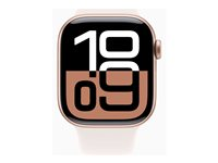 Apple Watch Series 10 (GPS + Cellular) - 42 mm - rosegull aluminium - smartklokke med sportsbånd - fluorelastomer - lett rouge - båndbredde: M/L - 64 GB - LTE, Wi-Fi 4, UWB, Bluetooth - 4G - 29.3 g MWXA3QN/A