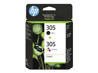 HP 305 - 2-pack - svart, farge (cyan, magenta, gul) - original - blekkpatron - for Deskjet 23XX, 27XX, 28XX, 41XX, 42XX; DeskJet Plus 41XX; ENVY 60XX, 64XX; ENVY Pro 64XX 6ZD17AE