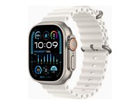 Apple Watch Ultra 2 - 49 mm - titan - smartklokke med Havbånd - fluorelastomer - hvit - håndleddstørrelse: 130-200 mm - 64 GB - LTE, Wi-Fi, Bluetooth, UWB - 4G - 61.4 g MREJ3DH/A