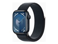 Apple Watch Series 9 (GPS) - 41 mm - midnattsaluminium - smartklokke med sportssløyfe - myk dobbeltlagsnylon - midnatt - 64 GB - Wi-Fi, Bluetooth, UWB - 31.9 g MR8Y3DH/A