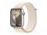 Apple Watch Series 9 (GPS) - 45 mm - stjernelysaluminium - smartklokke med sportssløyfe - myk dobbeltlagsnylon - stjernelys - 64 GB - Wi-Fi, Bluetooth, UWB - 38.7 g MR983DH/A