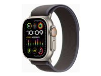 Apple Watch Ultra 2 - 49 mm - titan - smartklokke med Trail Loop - nylonvev - blå/svart - båndbredde: S/M - 64 GB - LTE, Wi-Fi, Bluetooth, UWB - 4G - 61.4 g MRF53DH/A