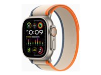 Apple Watch Ultra 2 - 49 mm - titan - smartklokke med Trail Loop - nylonvev - oransje/beige - båndbredde: M/L - 64 GB - LTE, Wi-Fi, Bluetooth, UWB - 4G - 61.4 g MRF23DH/A