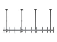 Multibrackets M Ceiling Mount Pro MBC5X1U - Monteringssett (kabelstyringsklips, 4 stangklemmer, 4 takplater med deksel, 5 tippearmer, 6 skinneforlengelsesstenger, 12 x intern stangkobler, 6 enkeltskjermskinner (1 m), enkel skjermskinne (48 cm), 16 utvidelsesstenger (80 cm)) - enkeltside - for 5 LCD-skjermer - aluminium, stål - svart - skjermstørrelse: 40"-65" 7350105215353