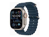 Apple Watch Ultra 2 - 49 mm - titan - smartklokke med Havbånd - fluorelastomer - blå - håndleddstørrelse: 130-200 mm - 64 GB - LTE, Wi-Fi, Bluetooth, UWB - 4G - 61.4 g MREG3DH/A
