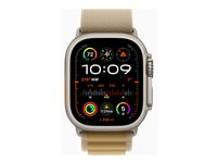 Apple Watch Ultra 2 - 49 mm - naturlig titan - smartklokke med Alpine Loop - tekstil - brun - båndbredde: M - 64 GB - LTE, Wi-Fi 4, UWB, Bluetooth - 4G - 61.4 g MX4F3DH/A