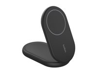 Belkin BoostCharge - Trådløst ladestativ - magnetisk, sammenleggbar, med Qi2 + AC-strømadapter - 15 watt - 3 A - Fast Charge, Power Delivery 3.1 - svart WIB007VFBK