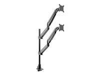 Multibrackets M - Monteringssett (skrivebordsklemmemontering, 2 leddarmer) - gassheis - for 2 LCD-skjermer - VESA, dobbelstablet stang - aluminium - svart - skjermstørrelse: 15"-34" 7350105214288