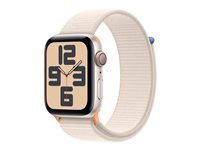 Apple Watch SE (GPS + Cellular) - 2. generasjon - 44 mm - stjernelysaluminium - smartklokke med sportssløyfe - vevet nylon - stjernelys - håndleddstørrelse: 145-220 mm - 32 GB - LTE, Wi-Fi, Bluetooth - 4G - 33 g MRH23DH/A