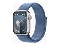Apple Watch Series 9 (GPS) - 41 mm - sølvaluminium - smartklokke med sportssløyfe - myk dobbeltlagsnylon - vinterblå - 64 GB - Wi-Fi, Bluetooth, UWB - 31.9 g MR923DH/A