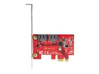StarTech.com SATA PCIe Card, 2 Port PCIe SATA Expansion card, 6Gbps SATA Card, Full/Low Profile, PCI Express to SATA Adapter, ASM1061 Non-Raid SATA Controller Card - PCIe to SATA Converter - Diskkontroller - 2 Kanal - SATA 6Gb/s - lav profil - PCIe 2.0 x1 - rød 2P6G-PCIE-SATA-CARD
