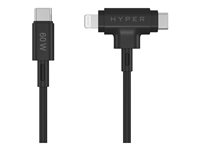 HyperJuice - Lightning-kabel - 24 pin USB-C hann til 24 pin USB-C, Lightning hann - 1.5 m - svart HJ4010BKGL
