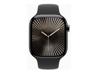 Apple Watch Series 10 (GPS + Cellular) - 46 mm - jet svart aluminium - smartklokke med sportsbånd - fluorelastomer - svart - båndbredde: S/M - 64 GB - LTE, Wi-Fi 4, UWB, Bluetooth - 4G - 35.3 g MWY33QN/A