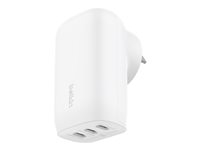 Belkin BoostCharge - Strømadapter - PPS-teknologi - 67 watt - 3.25 A - Power Delivery 3.1, PD 3.0, Fast Charge - 3 utgangskontakter (24 pin USB-C) - hvit WCC002VFWH