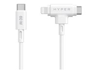 HyperJuice - Lightning-kabel - 24 pin USB-C hann til 24 pin USB-C, Lightning hann - 1.5 m - hvit HJ4010WHGL