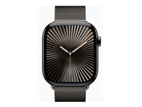 Apple Watch Series 10 (GPS + Cellular) - 46 mm - skifer titan - smartklokke med fint strikket løkke - nett av rustfritt stål - skifer - båndbredde: M/L - 64 GB - LTE, Wi-Fi 4, UWB, Bluetooth - 4G - 41.7 g MWYW3QN/A