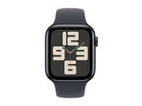 Apple Watch SE (GPS + Cellular) - 2. generasjon - 44 mm - midnattsaluminium - smartklokke med sportsbånd - fluorelastomer - midnatt - båndbredde: M/L - 32 GB - LTE, Wi-Fi 4, Bluetooth - 4G - 33 g MXGM3QN/A