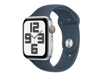 Apple Watch SE (GPS + Cellular) - 2. generasjon - 44 mm - sølvaluminium - smartklokke med sportsbånd - fluorelastomer - stormblå - båndbredde: M/L - 32 GB - LTE, Wi-Fi, Bluetooth - 4G - 33 g MRHJ3DH/A