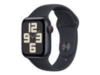 Apple Watch SE (GPS + Cellular) - 2. generasjon - 40 mm - midnattsaluminium - smartklokke med sportsbånd - fluorelastomer - midnatt - båndbredde: M/L - 32 GB - LTE, Wi-Fi, Bluetooth - 4G - 27.8 g MRGA3DH/A