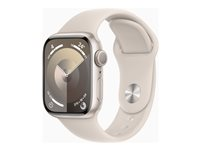 Apple Watch Series 9 (GPS) - 41 mm - stjernelysaluminium - smartklokke med sportsbånd - fluorelastomer - stjernelys - båndbredde: M/L - 64 GB - Wi-Fi, Bluetooth, UWB - 31.9 g MR8U3DH/A