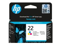 HP 22 - 5 ml - farge (cyan, magenta, gul) - original - blekkpatron - for Deskjet F2185, F2187, F2210, F2235, F2240, F2275, F2280, F2290, F375, F4175, F4190, F4194 C9352AE#UUQ