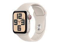 Apple Watch SE (GPS + Cellular) - 2. generasjon - 40 mm - stjernelysaluminium - smartklokke med sportsbånd - fluorelastomer - stjernelys - båndbredde: M/L - 32 GB - LTE, Wi-Fi, Bluetooth - 4G - 27.8 g MRG13DH/A
