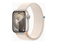 Apple Watch Series 9 (GPS) - 41 mm - stjernelysaluminium - smartklokke med sportssløyfe - myk dobbeltlagsnylon - stjernelys - 64 GB - Wi-Fi, Bluetooth, UWB - 31.9 g MR8V3DH/A