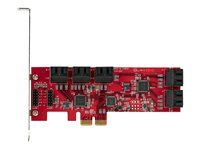 StarTech.com SATA PCIe Card, 10 Port PCIe SATA Expansion card, 6Gbps SATA Card, Low/Full Profile, Stacked SATA Connectors, ASM1062 Non-Raid SATA Controller Card / Adapter - PCI Express to SATA Converter - Diskkontroller - SATA 6Gb/s - lav profil - PCIe 2.0 x2 10P6G-PCIE-SATA-CARD