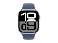 Apple Watch Series 10 (GPS) - 46 mm - sølvaluminium - smartklokke med sportsbånd - fluorelastomer - denim - båndbredde: M/L - 64 GB - Wi-Fi 4, UWB, Bluetooth - 36.4 g MWWM3QN/A