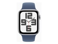 Apple Watch SE (GPS) - 2. generasjon - 44 mm - sølvaluminium - smartklokke med sportsbånd - fluorelastomer - denim - båndbredde: S/M - 32 GB - Wi-Fi 4, Bluetooth - 32.9 g MXEQ3QN/A