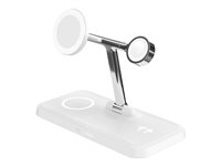 Targus HyperJuice Next - Trådløst ladestativ - 4-i-1 + AC-strømadapter - 15 watt - 3 A - Fast Charge - 4 utgangskontakter - hvit HJ3004WHGL