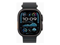 Apple Watch Ultra 2 - 49 mm - svart titan - smartklokke med Havbånd - fluorelastomer - svart - håndleddstørrelse: 130-200 mm - 64 GB - LTE, Wi-Fi 4, UWB, Bluetooth - 4G - 61.8 g MX4P3DH/A